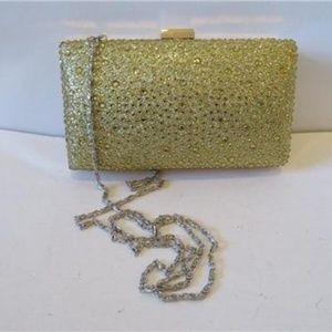 BLOOMINGDALE'S GOLD BEJEWELED HANDBAG